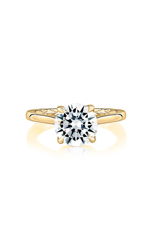 Ajaffe Semi Mount Round, Cushion 14K Yellow Gold Engagement Ring