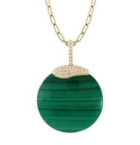 A malachite and diamond pendant necklace from Doves by Doron Paloma.