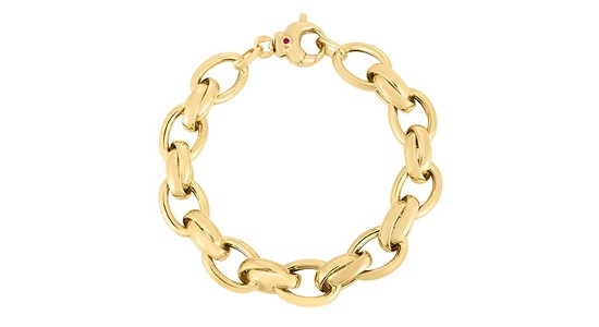 a yellow gold bracelet with chunky chain links