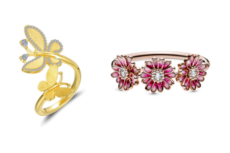 Two nature-inspired fashion rings, available at Albert’s Diamond Jewelers.