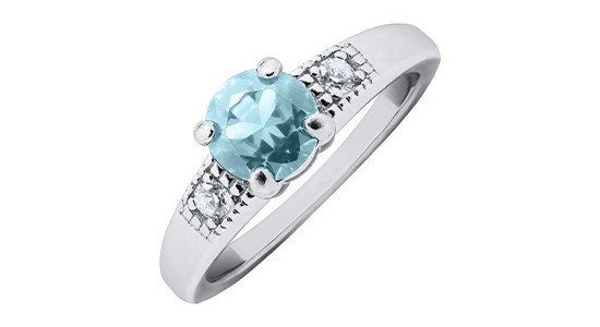 a sterling silver fashion ring for kids with a round cut December birthstone, available at Albert’s Diamond Jewelers.