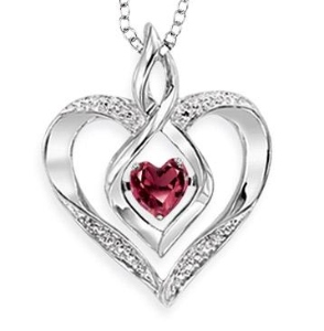 Rhythm of Love Sterling Silver Ruby Heart Pendant