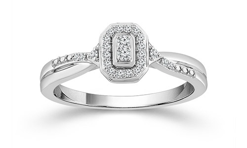 A delicate sterling silver promise ring, available at Albert’s Diamond Jewelers.