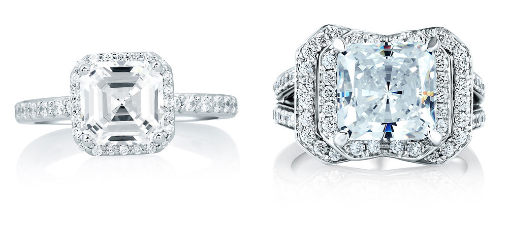 A. Jaffe Double Halo Asscher Engagement Rings