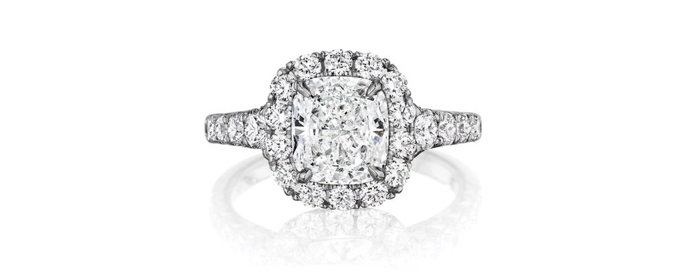 Henri Daussi Cushion Cut Engagement Ring