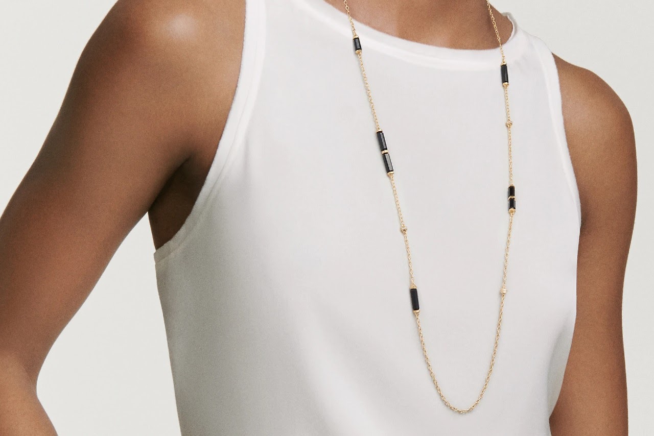 Long Station Necklace With Black Onyx