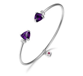 Amethyst and sterling silver cuff by Elle Jewelry