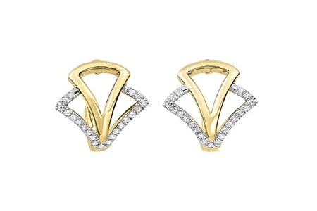 A pair of triangular diamond and yellow gold studs.