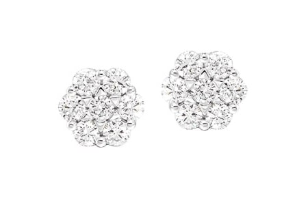 Pair of diamond bouquet stud earrings.