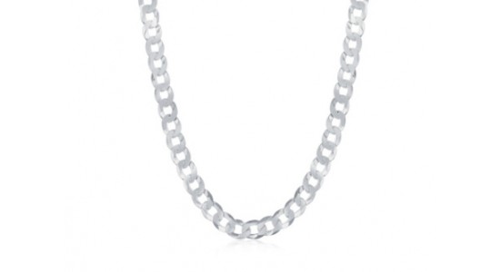 Silver chain necklace with large links from Albert’s Diamond Jewelers' in-house designers.