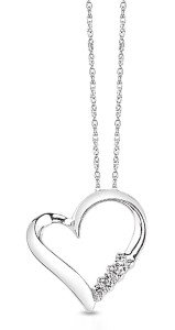White gold heart necklace with diamonds
