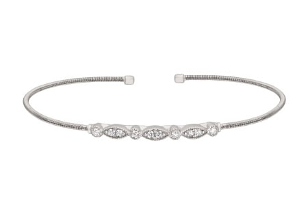 A Kelly Waters sterling silver cuff bracelets features round and marquise diamonds