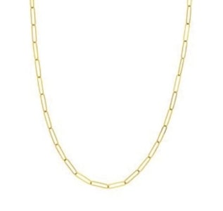 A gold chain with paperclip-like links from Albert’s Diamond Jewelers