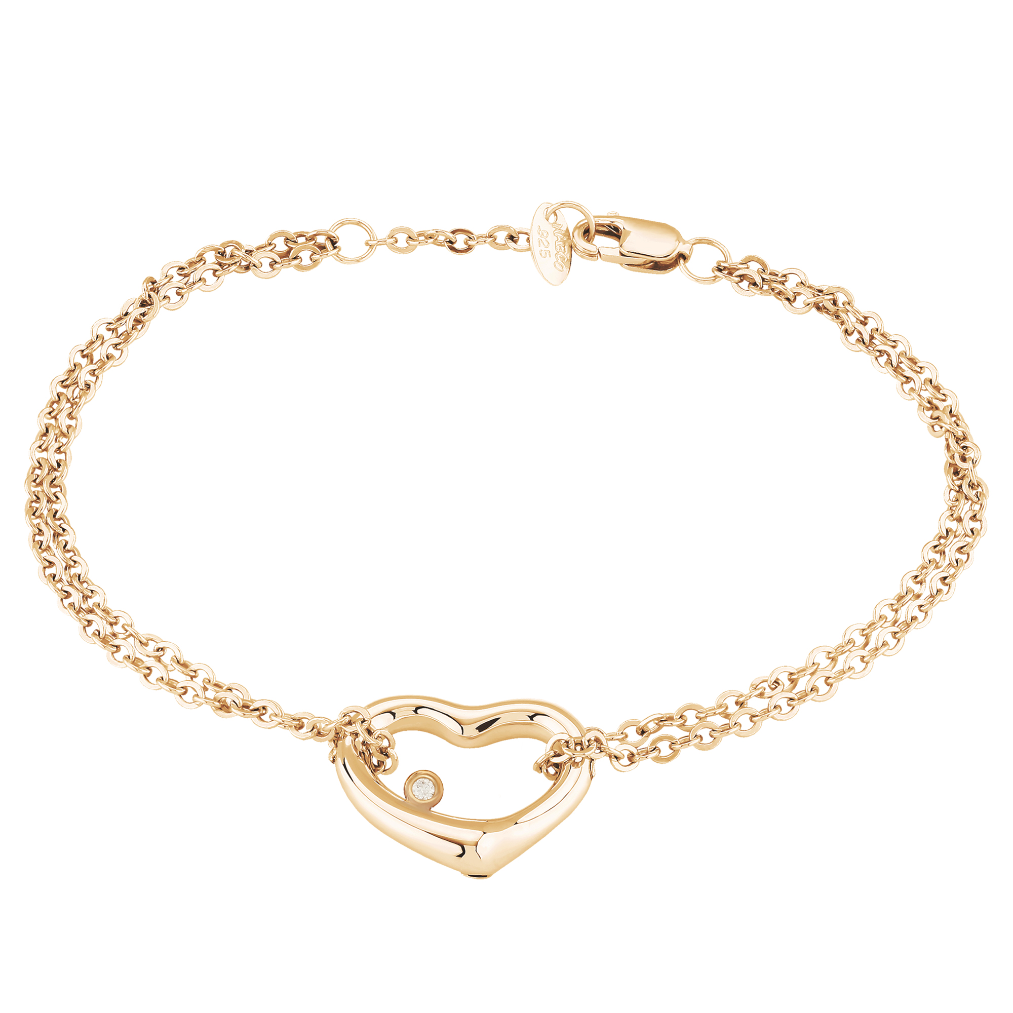 Heart Charm Bracelet 14K Yellow Gold 7.5