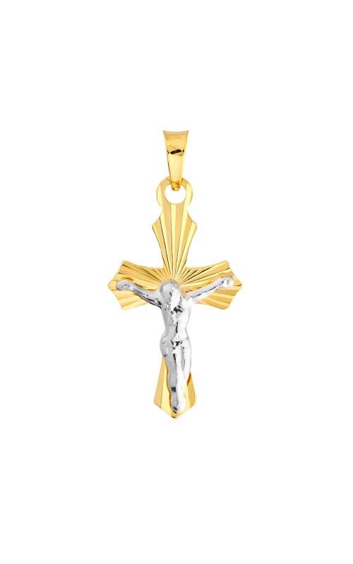 Albert`s 14k Gold Two Tone Small Diamond Cut Crucifix Pendant