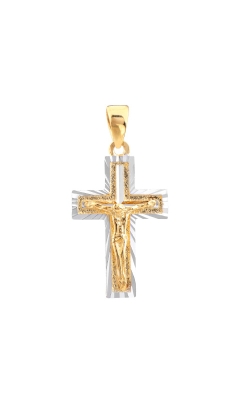 Albert's 14k Gold Two Tone Diamond Cut Crucifix TM022068-14YB