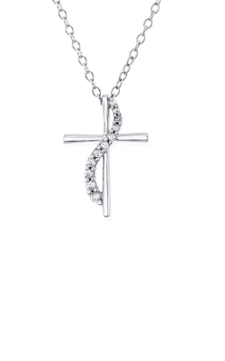 Albert's Sterling Silver .10ctw Diamond Cross Necklace 2465870107W-03