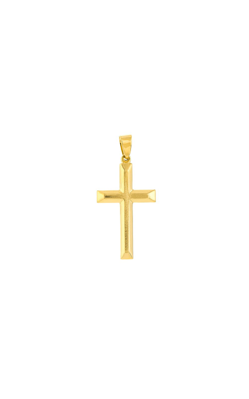 Albert`s 14k Yellow Gold Bevel Edge Cross Pendant TM004978-14Y