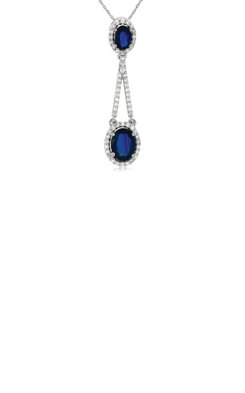 Sapphire Solitaire Necklace, 14K White Gold Sapphire Necklace