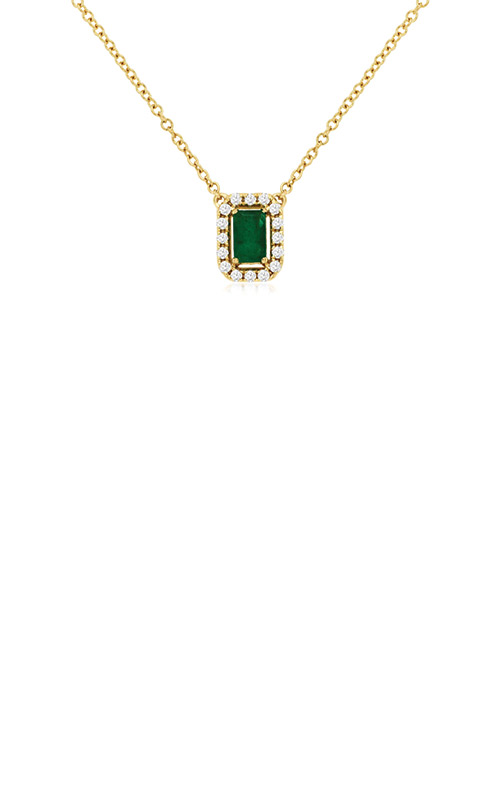 14K Yellow Gold Diamond Emerald Necklace