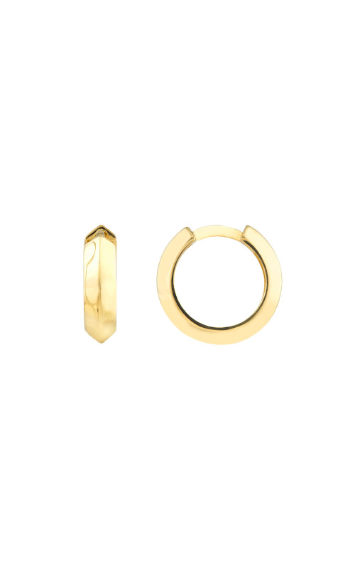  14K Two Tone Gold Polished Knife-edge Double Hoop Earrings:  Clothing, Shoes & Jewelry