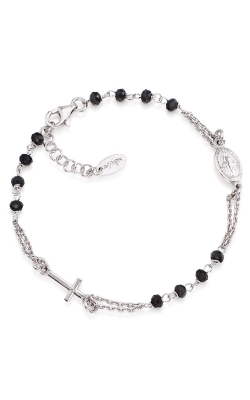 Amen Sterling Silver 8 Inch Black Crystal Beaded Rosary Bracelet BROBN3 US