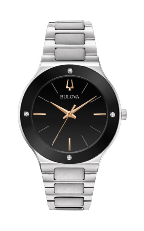 Bulova silvertone black dial watch sale