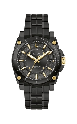 Bulova Precisionist Icon 40mm Black & Gold Tone Mens Watch 98B408