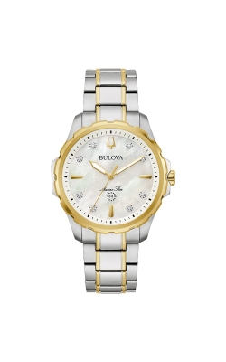 Bulova Two-Tone Marine Star 36mm Mother of Pearl Dial Ladies Watch 98P227