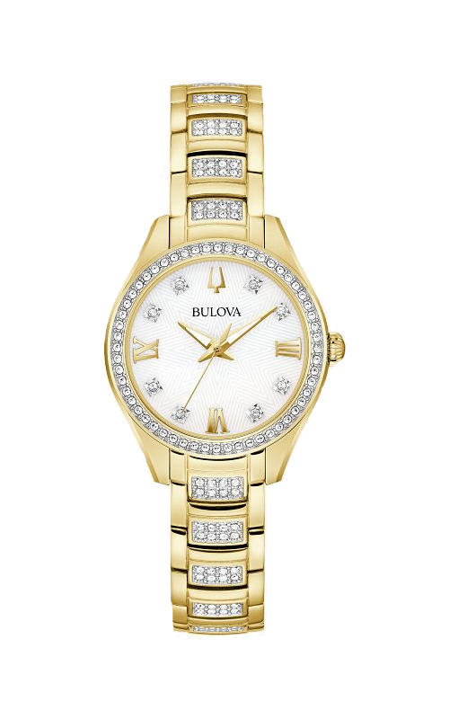 Bulova Gold Tone Crystal Ladies 28.5mm Watch 98L306 | Albert`s