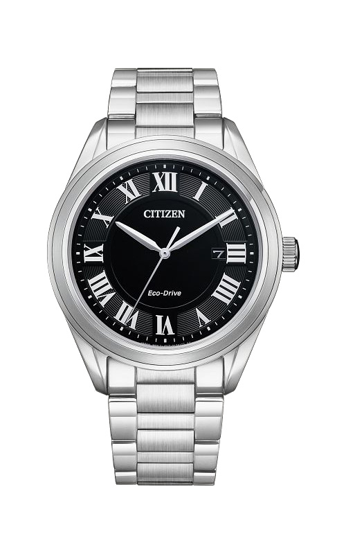 Citizen Arezzo Black Dial Eco Drive Mens Watch AW1690 51E