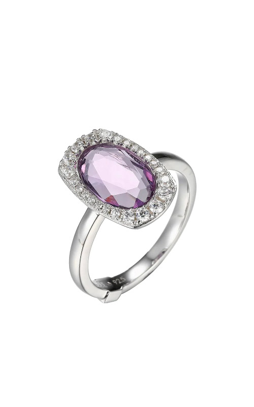 Elle Jewelry Sterling Silver Amethyst CZ Ring R10215WAM7