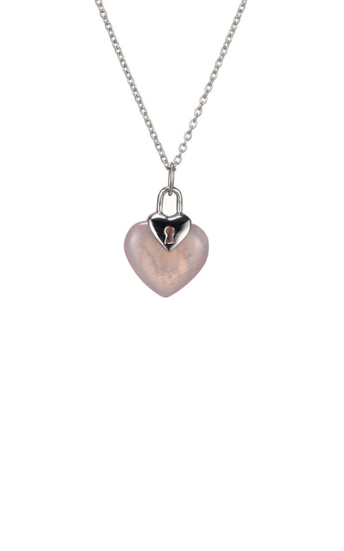 Elle Jewelry Sterling Silver Rose Quartz Heart Necklace