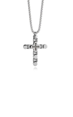 Italgem Stainless Steel Brushed Polished Black Cubic Zirconia Cross Necklace SC119