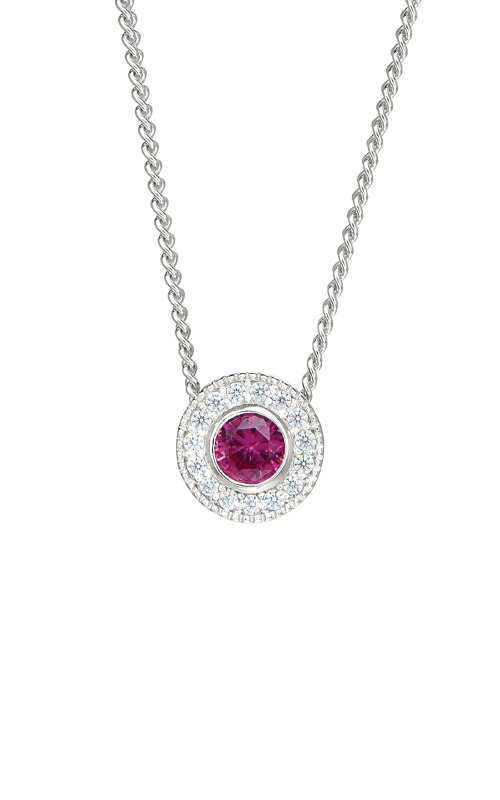 Sterling Silver Created Pink Sapphire Oval Necklace