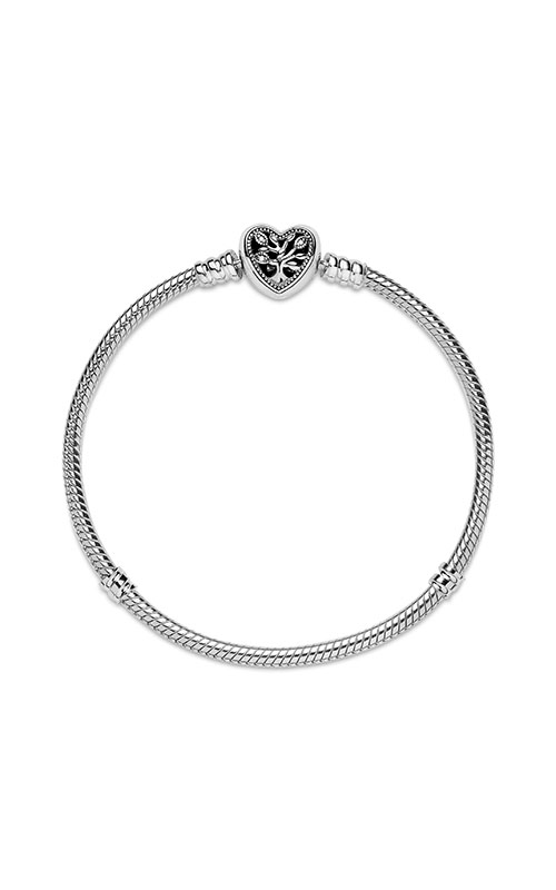 Pandora Moments Women's Sterling Silver Snake Chain Charm Bracelet with  Rose Gold Heart Clasp