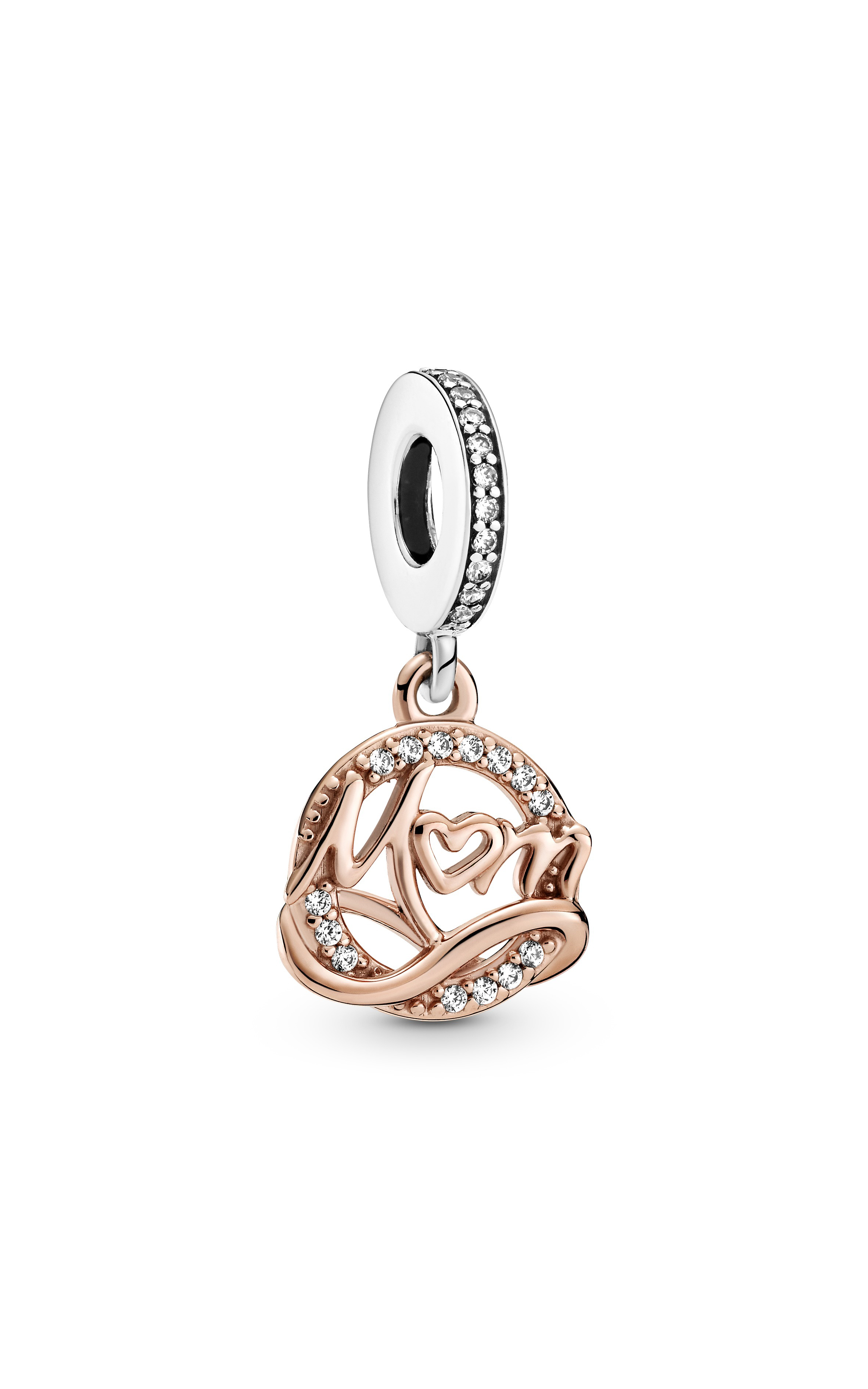 Mom Script Heart Dangle Charm | Sterling silver | Pandora US