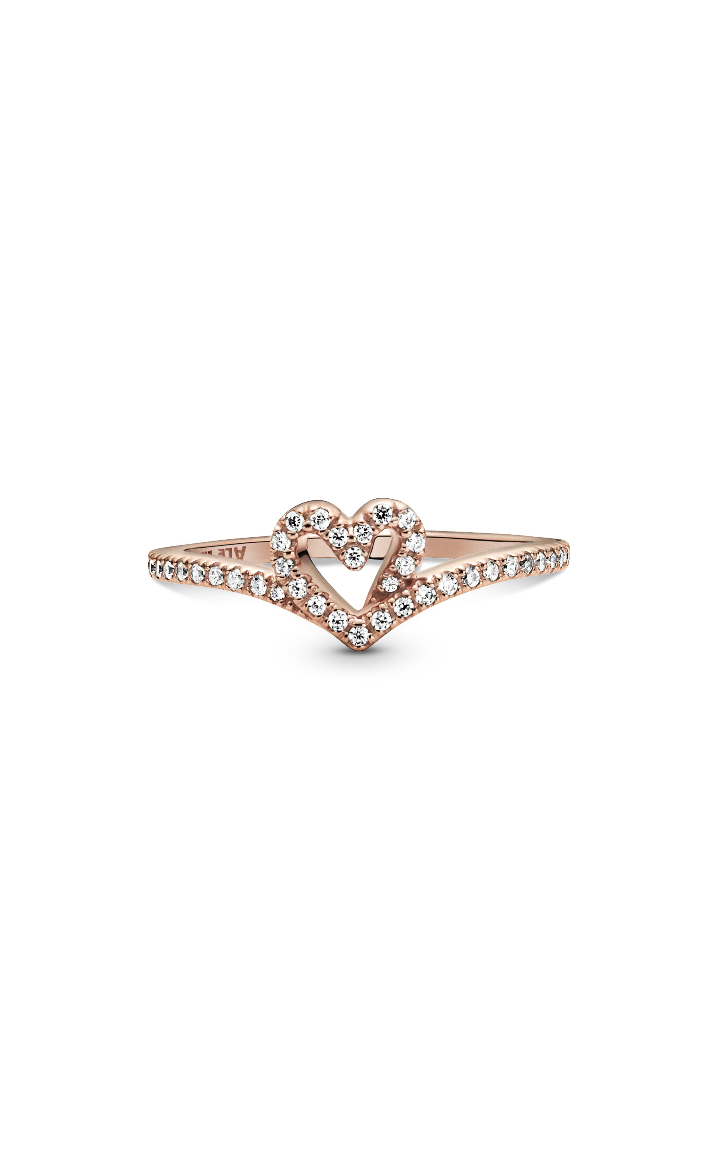 PANDORA Ring, Radiant Heart Ring, 14k Rose Gold Plated & Clear CZ - Size 56  - American Jewelry