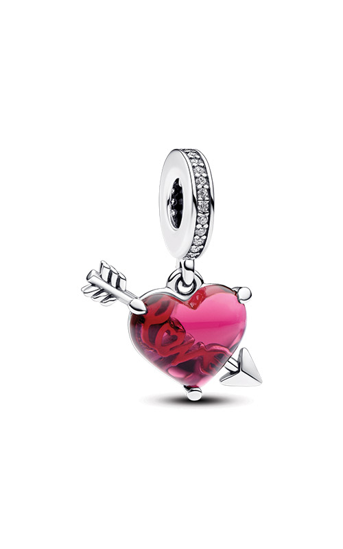 Pandora Red Heart & Arrow Murano Glass Dangle Charm 793085C01