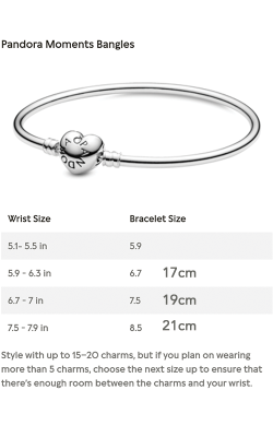 Pandora Moments Silver Bangle Bracelet Logo Heart Clasp