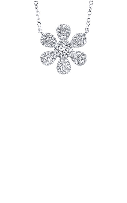 Diamond Blossom Necklace, 14K White Gold