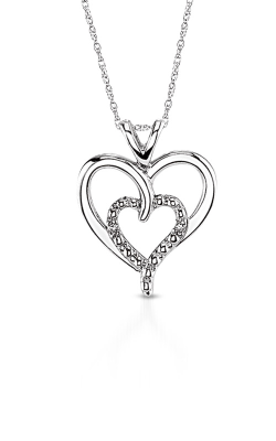 Albert's Sterling Silver .01ct Diamond Double Heart Necklace with 18'' Chain PXD2540-SSS53