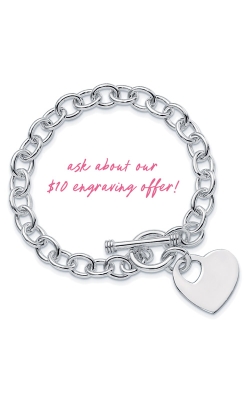 Albert's Sterling Silver Engravable Heart Toggle Bracelet QG1153-7.75