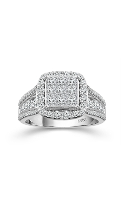 Albert's 14k White Gold 3ctw Princess Cut Quad Cluster Diamond Engagement Ring RE-14632BBA68W4