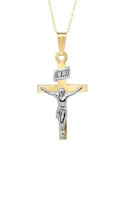 Albert's 14k Yellow and White Gold Crucifix Necklace with 18'' Chain KP571