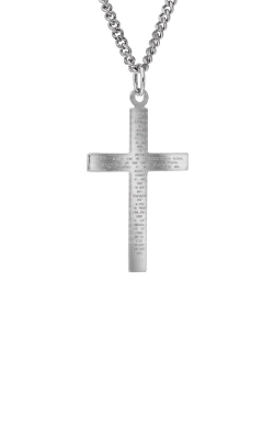 Albert's Sterling Silver 26x39mm Our Father Prayer Cross Necklace with 24'' Chain MC262