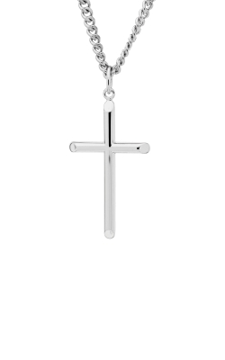 Albert's Sterling Silver 19x32mm Cross Necklace with 24'' Chain MC104