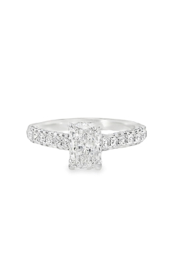 Albert's 14k White Gold 1.01ct Radiant Cut .62ct Round Engagement Ring ER12562-RA102A
