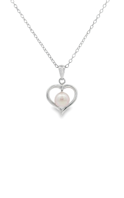 Albert's Sterling Silver Pink Pearl Heart Necklace with 18'' Chain 096PP-SS