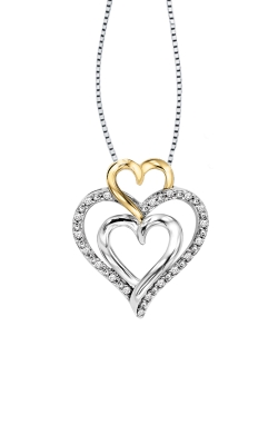 Albert's Sterling Silver and Yellow Gold Plated 1/8ct Diamond Triple Heart Necklace with 18'' Chain FP1307-SSWYD